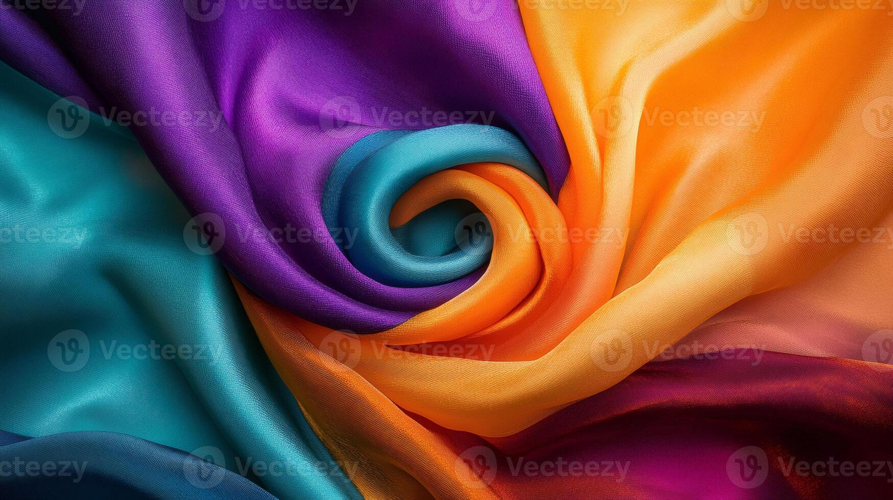 Swirling vibrant fabrics creating colorful patterns photo