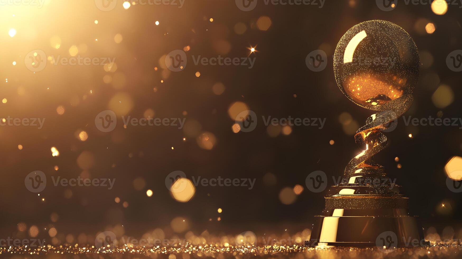 Golden award with bokeh lights for excellence and achievements background design style. photo