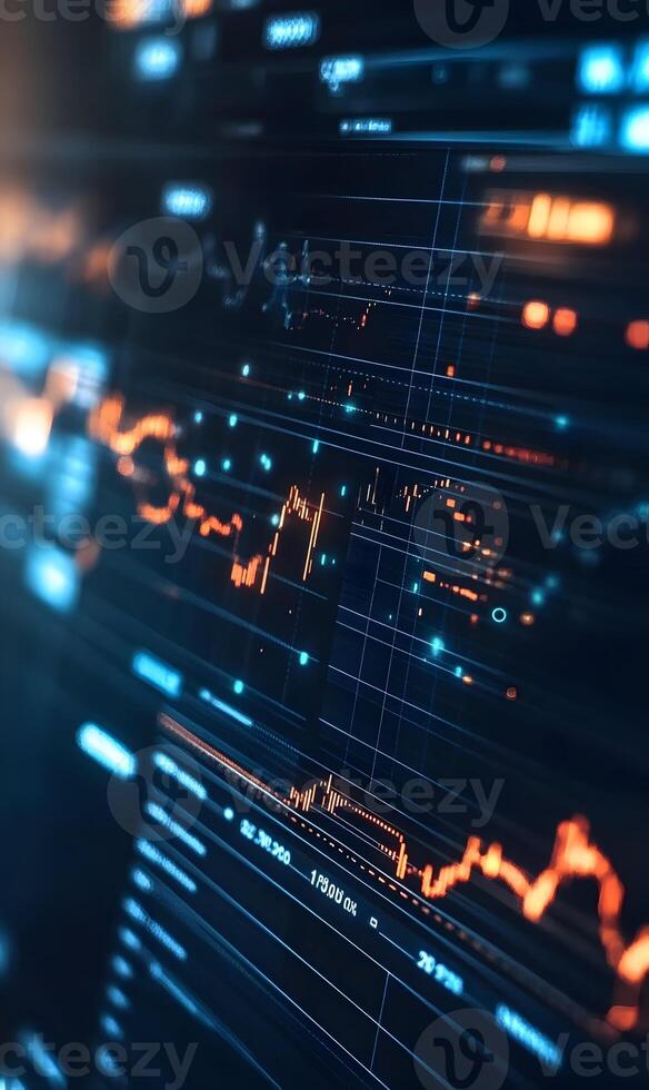 Futuristic Stock Chart with Rising Trends for Financial Analysis and Investment Insights photo