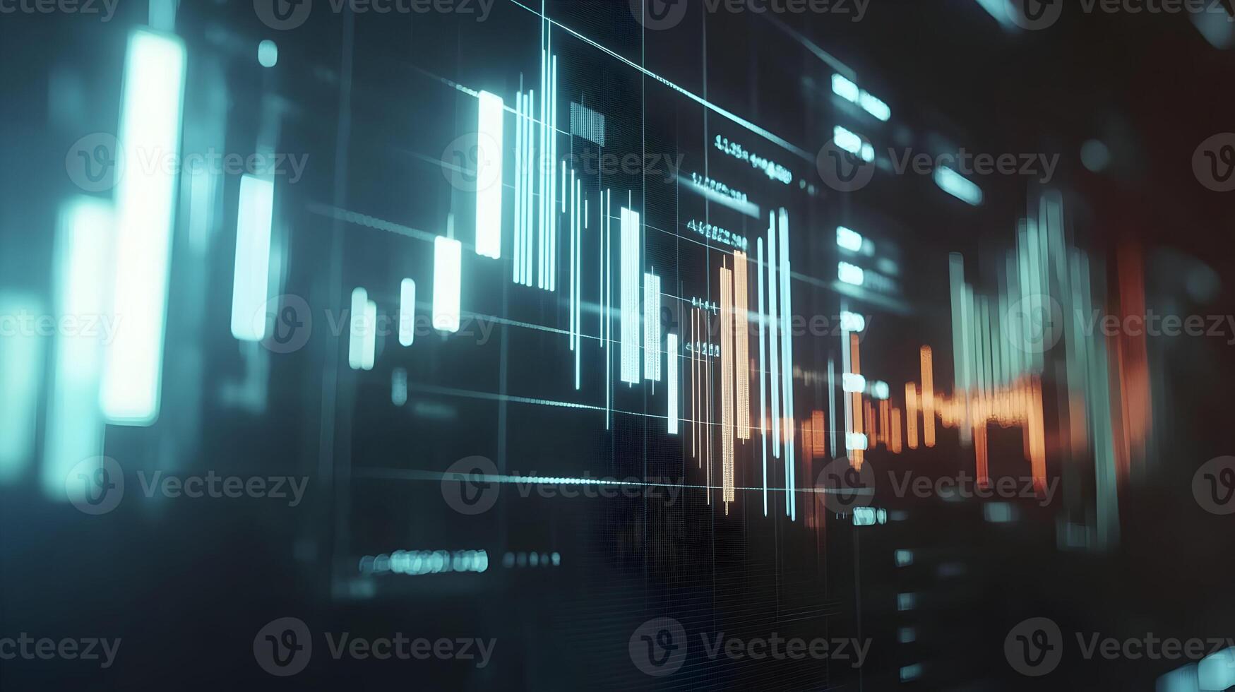 Abstract financial data visualization reflecting growth with technological perspective photo