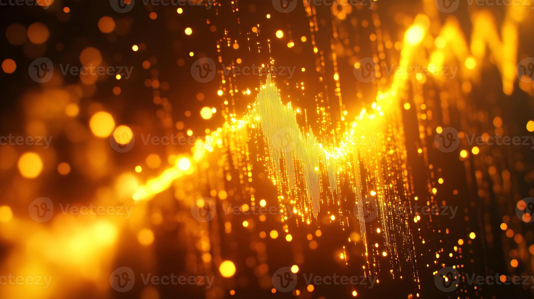 Radiant Digital Pulse Visualizing Data Streams in a Golden Glowing Particle Field photo