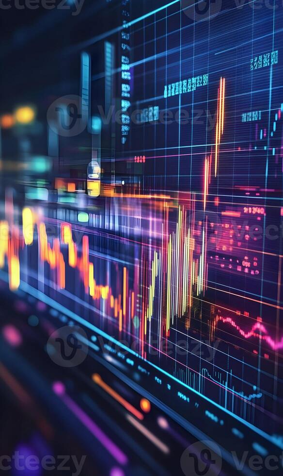 Dynamic financial graph illustration demonstrating market trends and data analysis process photo