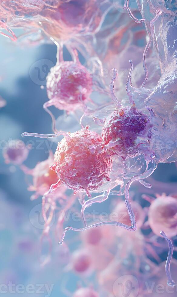 Detailed visualization revealing the complex structure of tumor cells for medical illustration photo