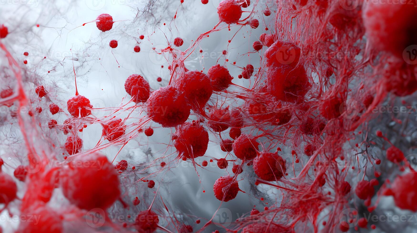 Microscopic View of Aggressive Neoplastic Cells During Metastasis Process with Transparency photo