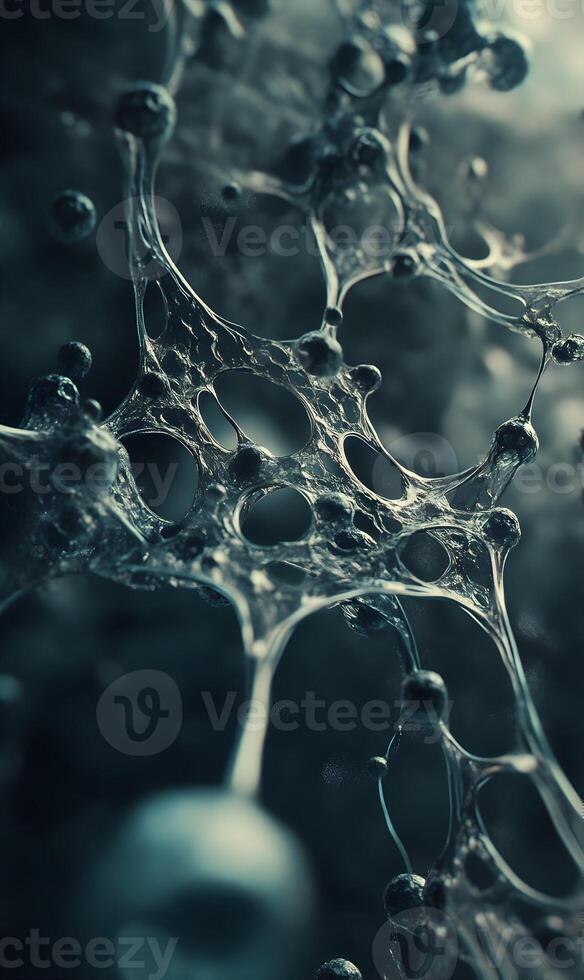 Detailed Abstract Visualization of a Microscopic Network with Interconnected Spherical Nodes photo