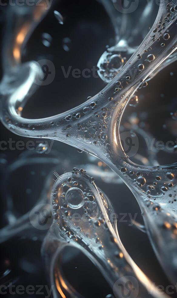 Abstract depiction of a futuristic microscopic world, transparent forms, and delicate structures. photo