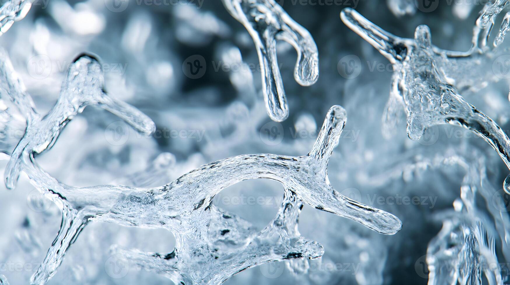 Magnified frozen structures create an icy abstract winter texture resembling branching networks photo
