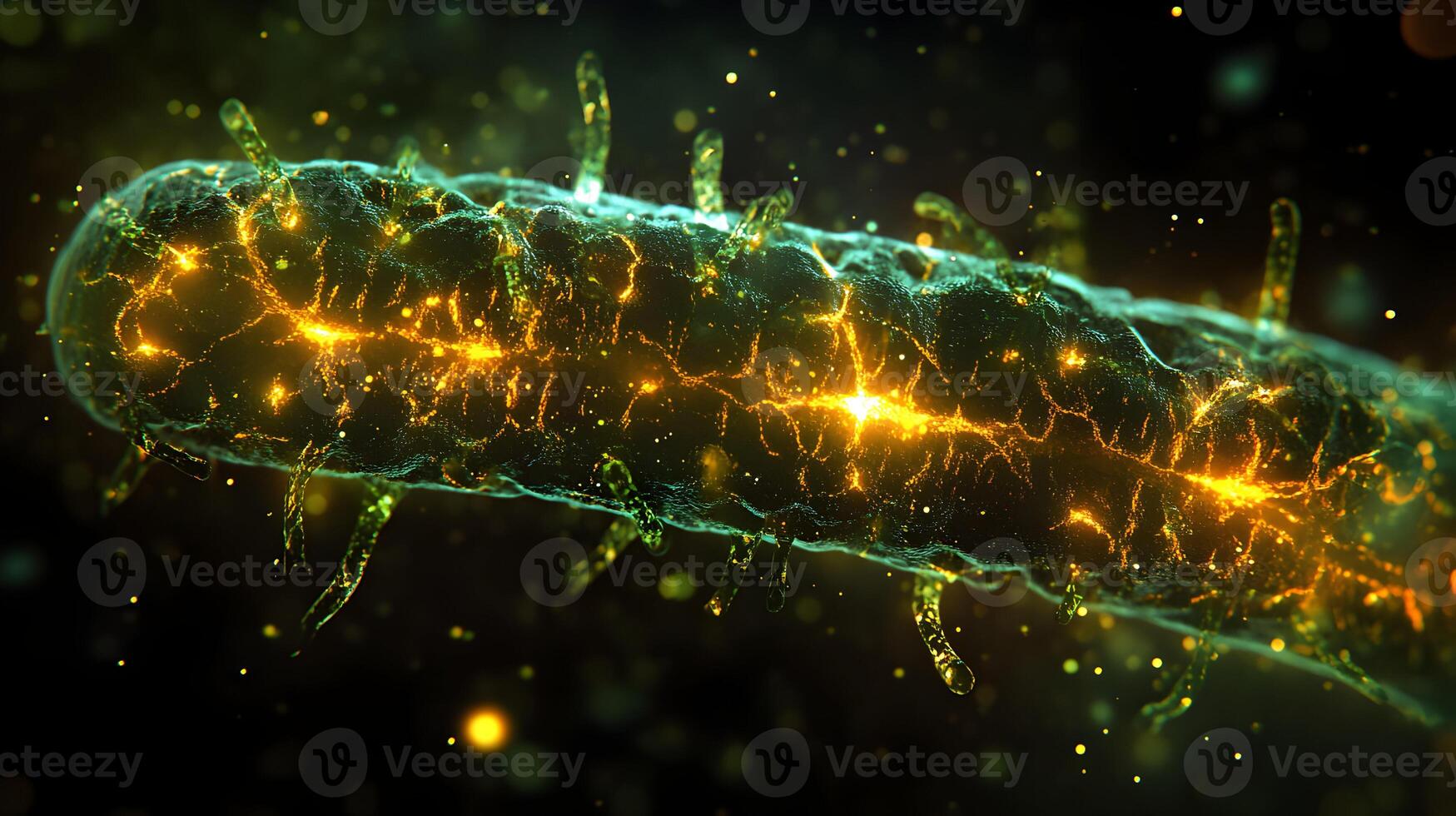Detailed high tech microscopic visualization of an unknown biological organism element photo