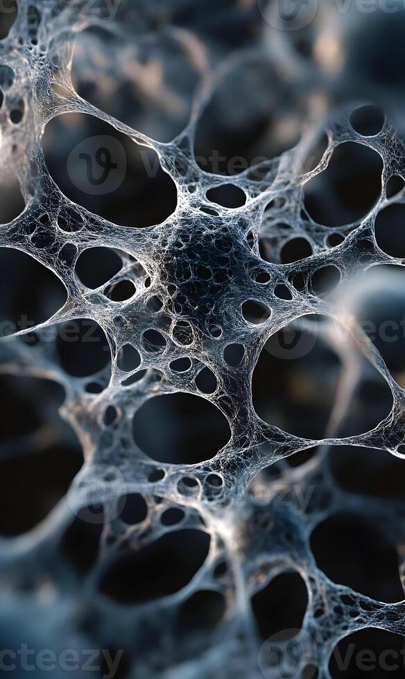 Intricate organic structure revealing an interconnected network of microscopic complexities photo