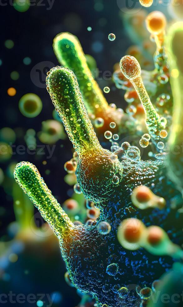 Detailed microscopic view showcasing intricate cell structures and fluid interactions observed closely photo