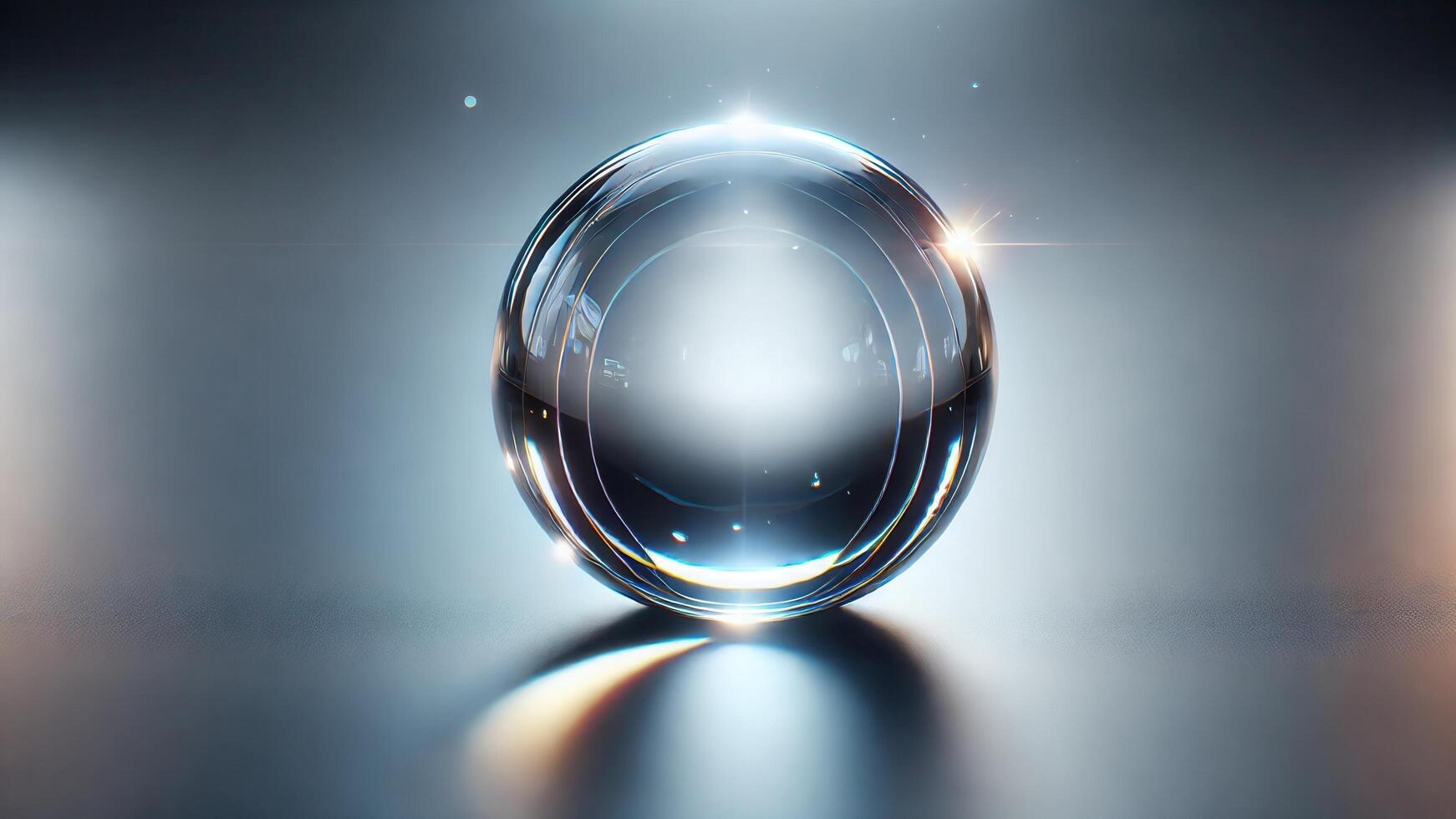 4K Realistic 3D Rendered Glass Sphere Reflective, Perfectly Smooth and Transparent, Widescreen 4K Resolution photo