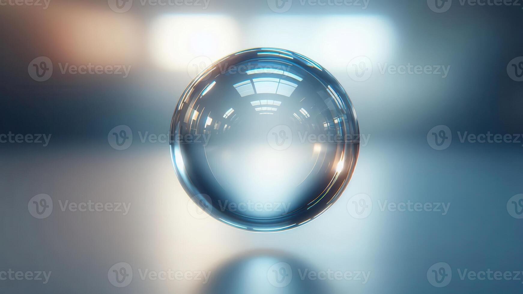 4K Realistic 3D Rendered Crystal Clear Glass Sphere, Reflective and Transparent, Widescreen 4K Resolution photo