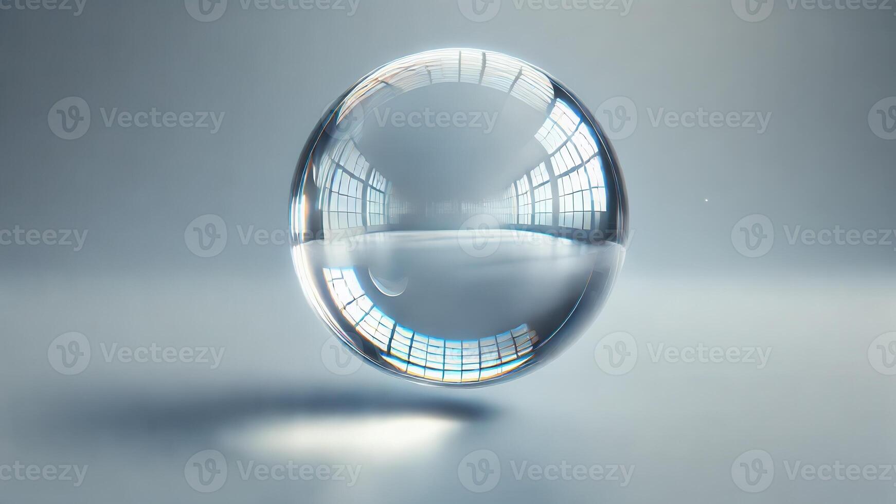 4K Realistic 3D Rendered Glass Sphere Reflective, Perfectly Smooth and Transparent, Widescreen Resolution photo