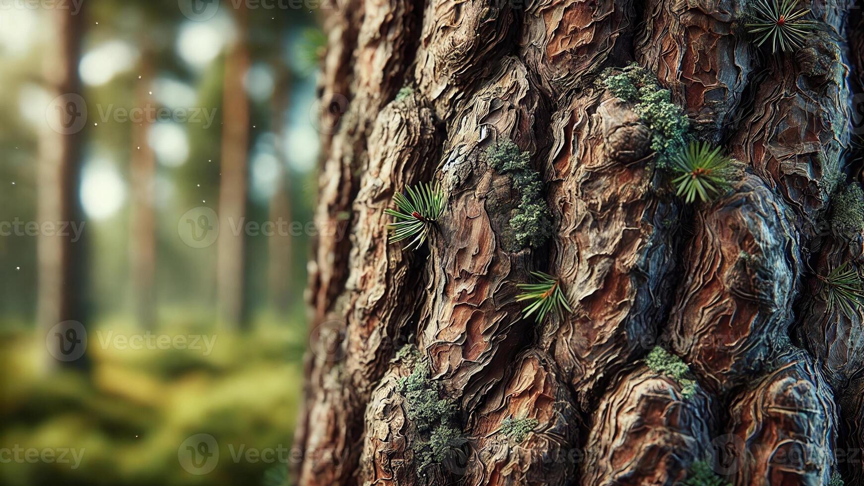 4K Close Up of Tree Bark with Moss, Widescreen 4K Resolution photo