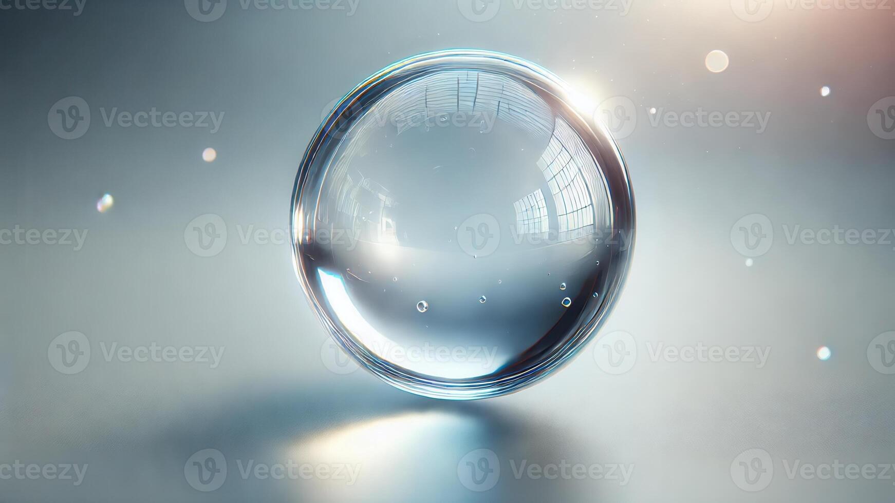 4K Realistic 3D Rendered Crystal Clear Glass Sphere Reflective, Perfectly Smooth, Widescreen 4K Resolution photo