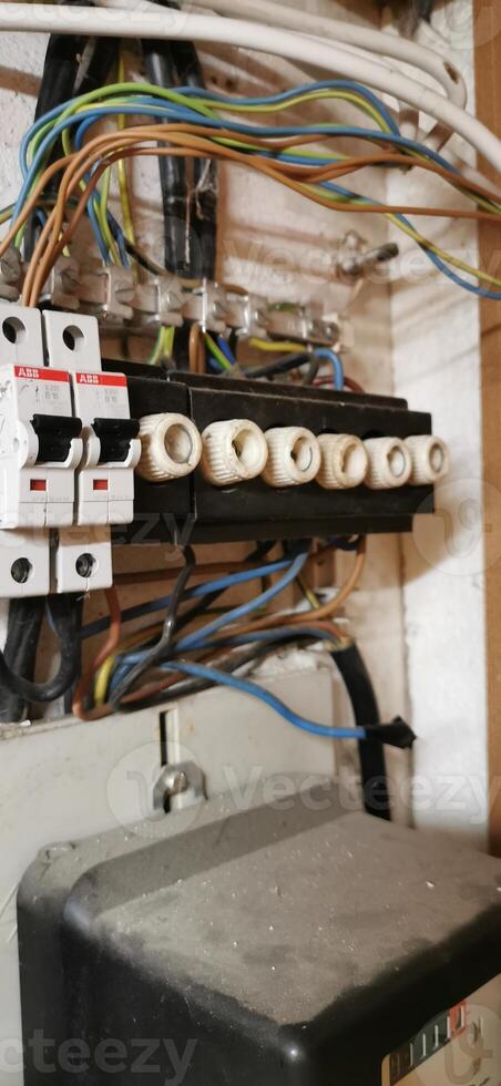 Distribution board. elements and parts, internal structure photo