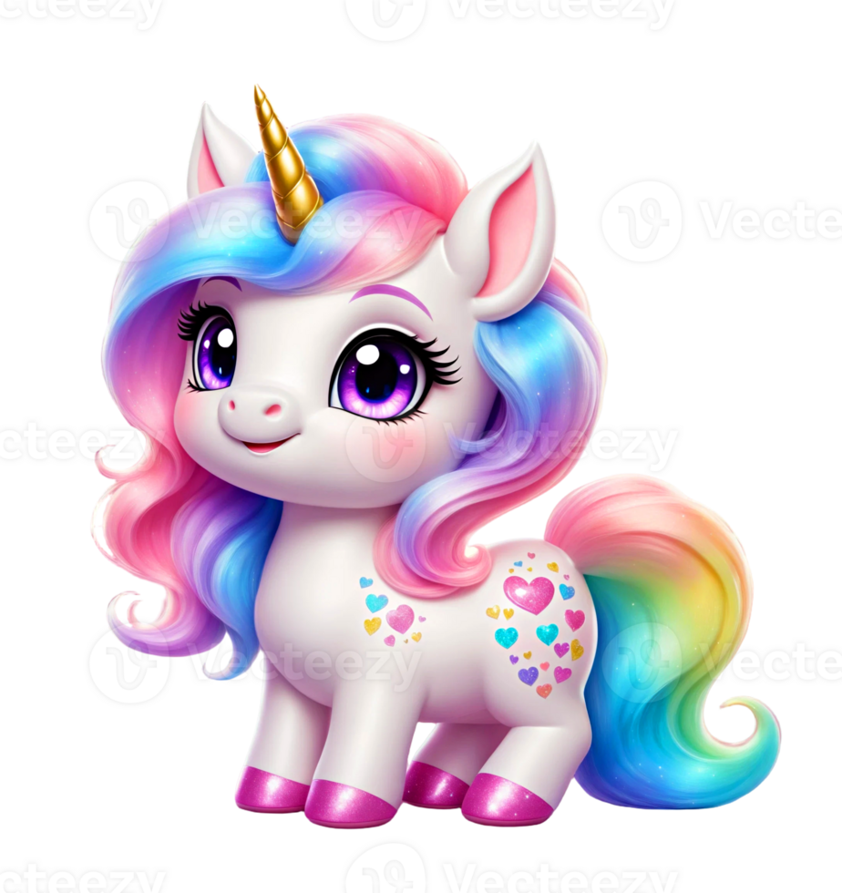 Cartoon Animals. Artificial Intelligence. Funny Illustration. 3D Character. Cute Cartoon 3D Unicorn Character. Advertising Print. png