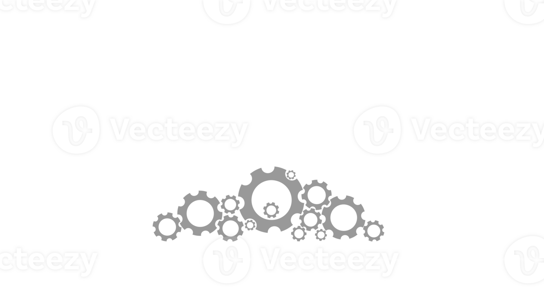 Gears Design Stock Illustration. Row of Variety Size Cogwheels on Transparent Background png