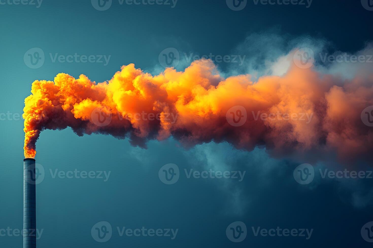 Industrial Pollution Emission Against Dramatic Sky for Environmental Awareness Design photo