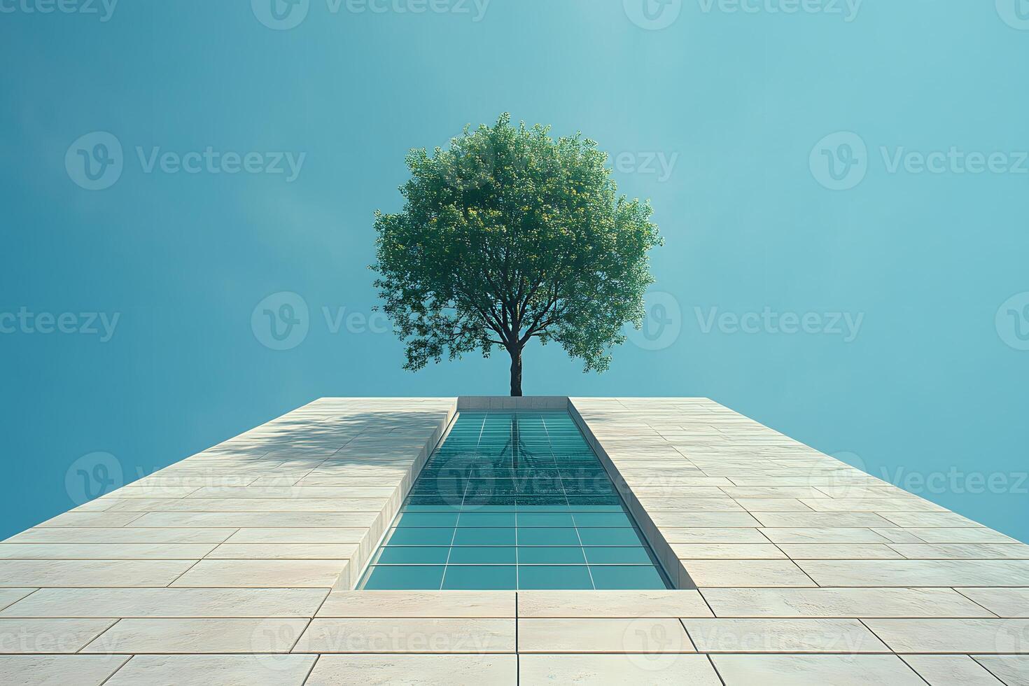 Sustainable Architecture Tree on Modern Building for Eco-Friendly Design Inspiration photo