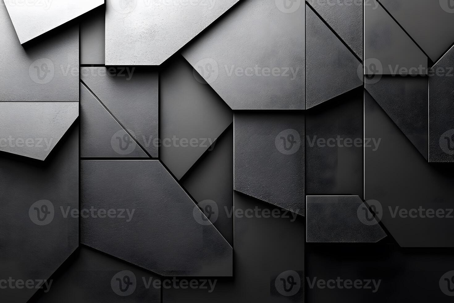Modern Geometric Abstract Design with Black Textured Tiles photo