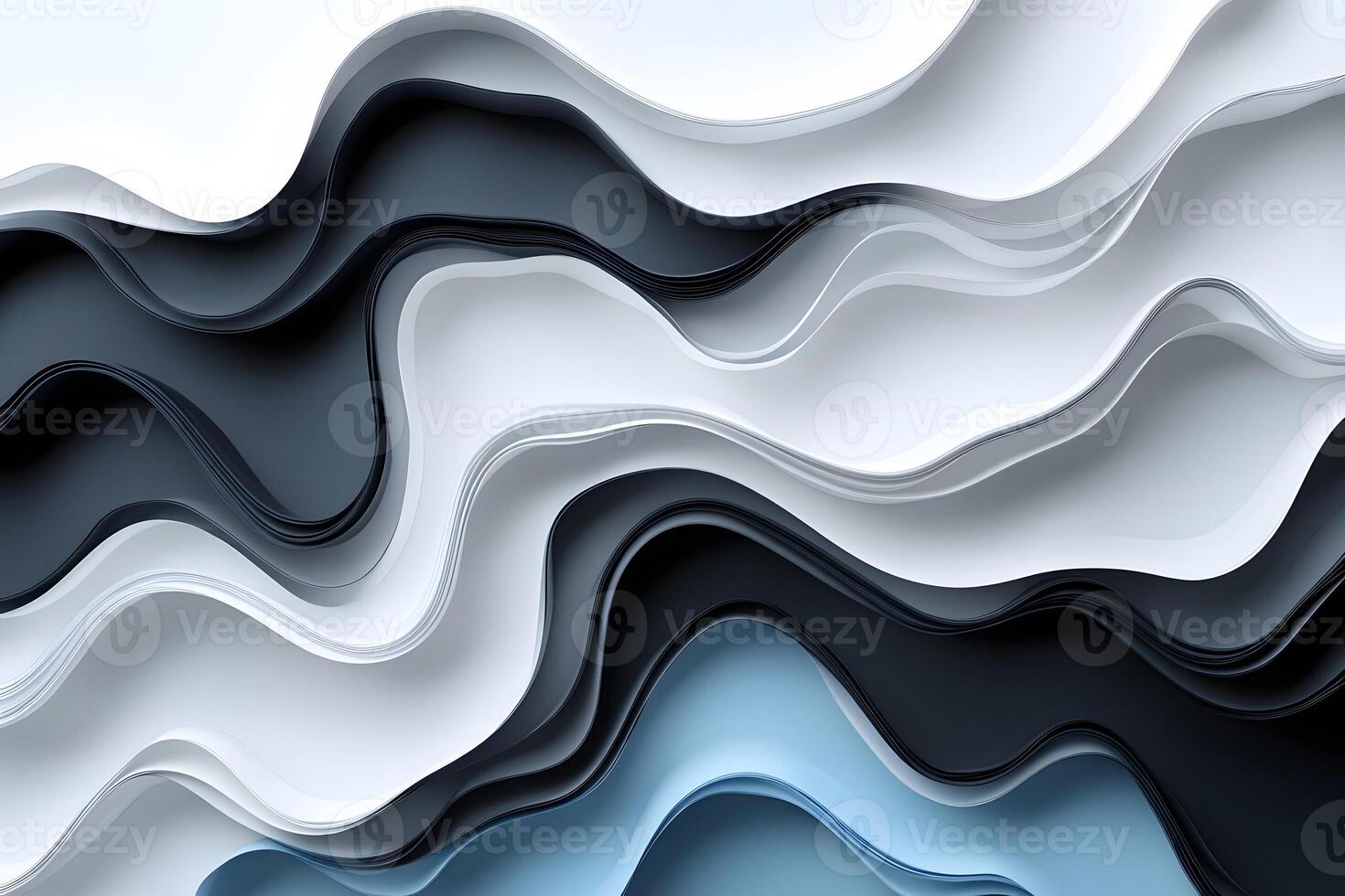 Abstract Wave Layers in Monochrome and Blue Tones for Modern Design Projects photo