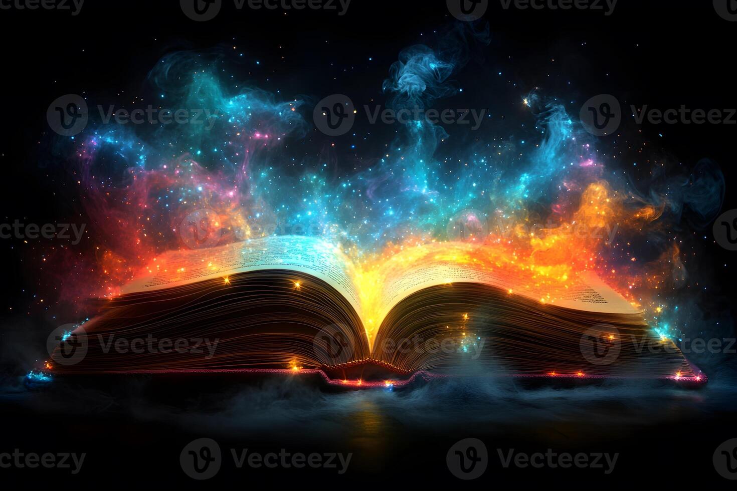 Magical Open Book with Mystical Galaxy Dreams for Imaginative Visual Fantasy Designs photo