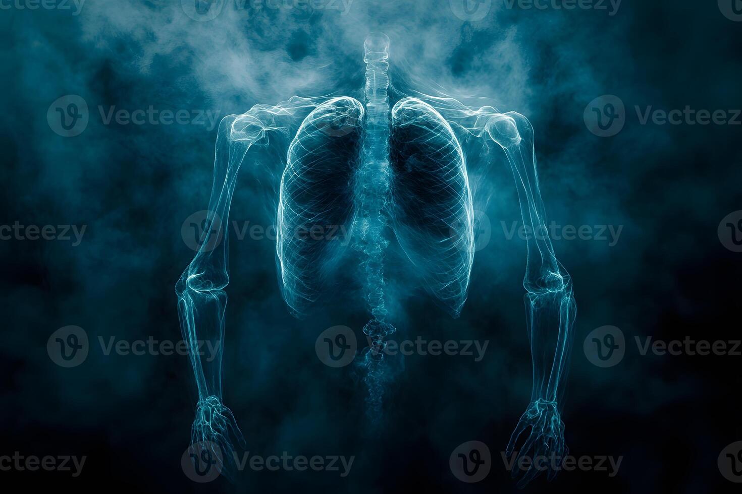 Futuristic X-Ray Illustration of Human Anatomy - Biomedical Visualization photo