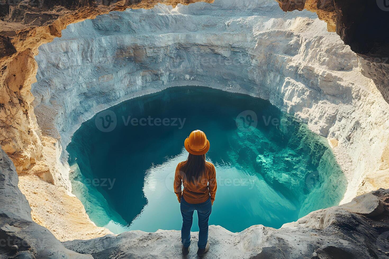 Adventurous Exploration of Majestic Underground Cave Formation photo