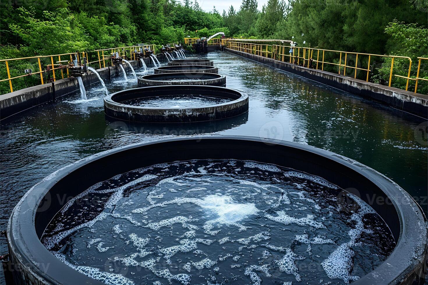 Industrial Water Treatment Facility with Circular Tanks for Environmental Sustainability and Resource Management photo