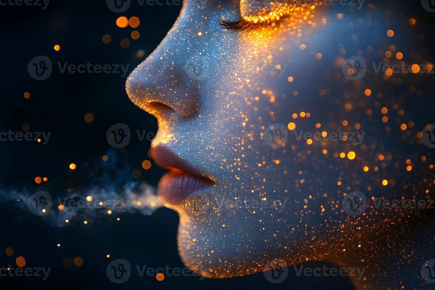 Enchanted Portrait of Woman with Ethereal Light and Sparkles Mystical Design for Art and Posters photo