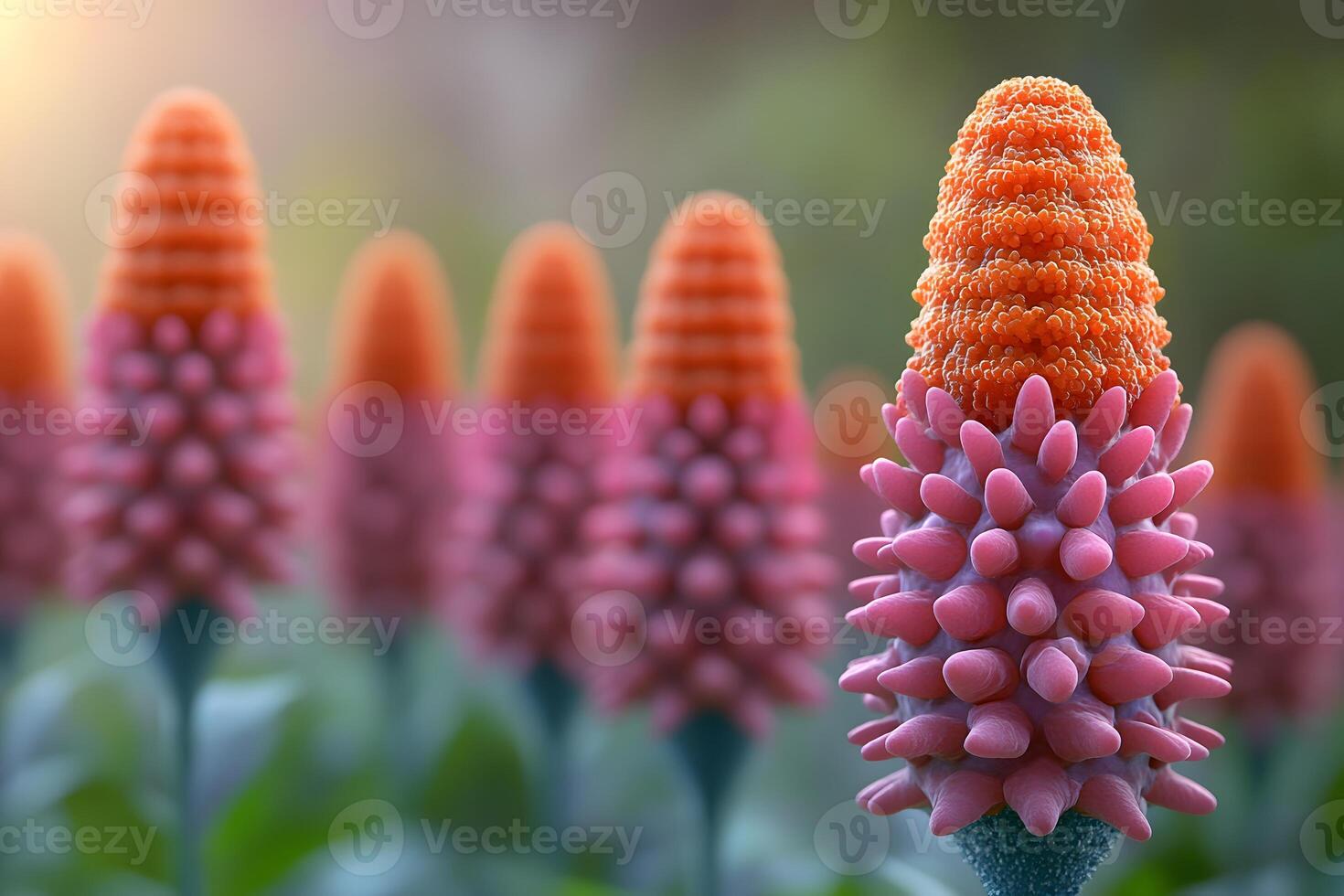 Colorful Abstract Cone-Shaped Structures in Nature-Inspired Design for Artistic Prints photo