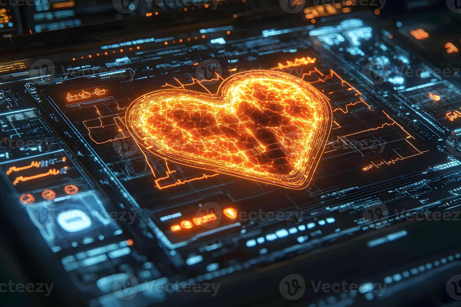Digital Heartbeat Futuristic Technology Illustration for Innovation and AI Concepts photo