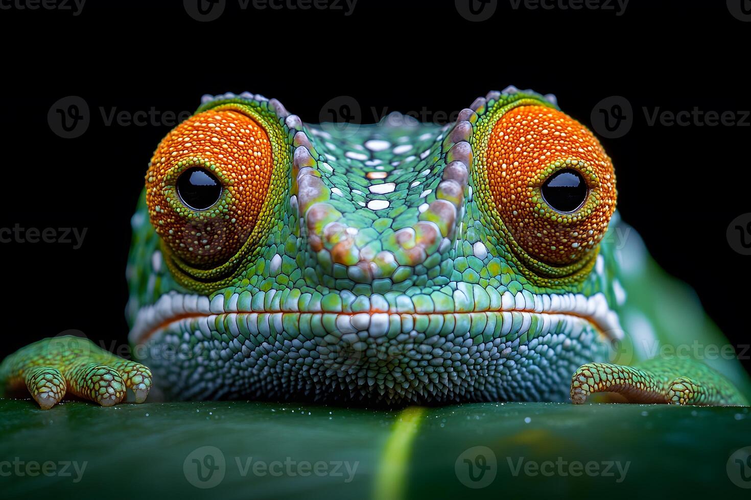 Colorful Chameleon Close-Up for Wildlife Conservation and Nature Design photo