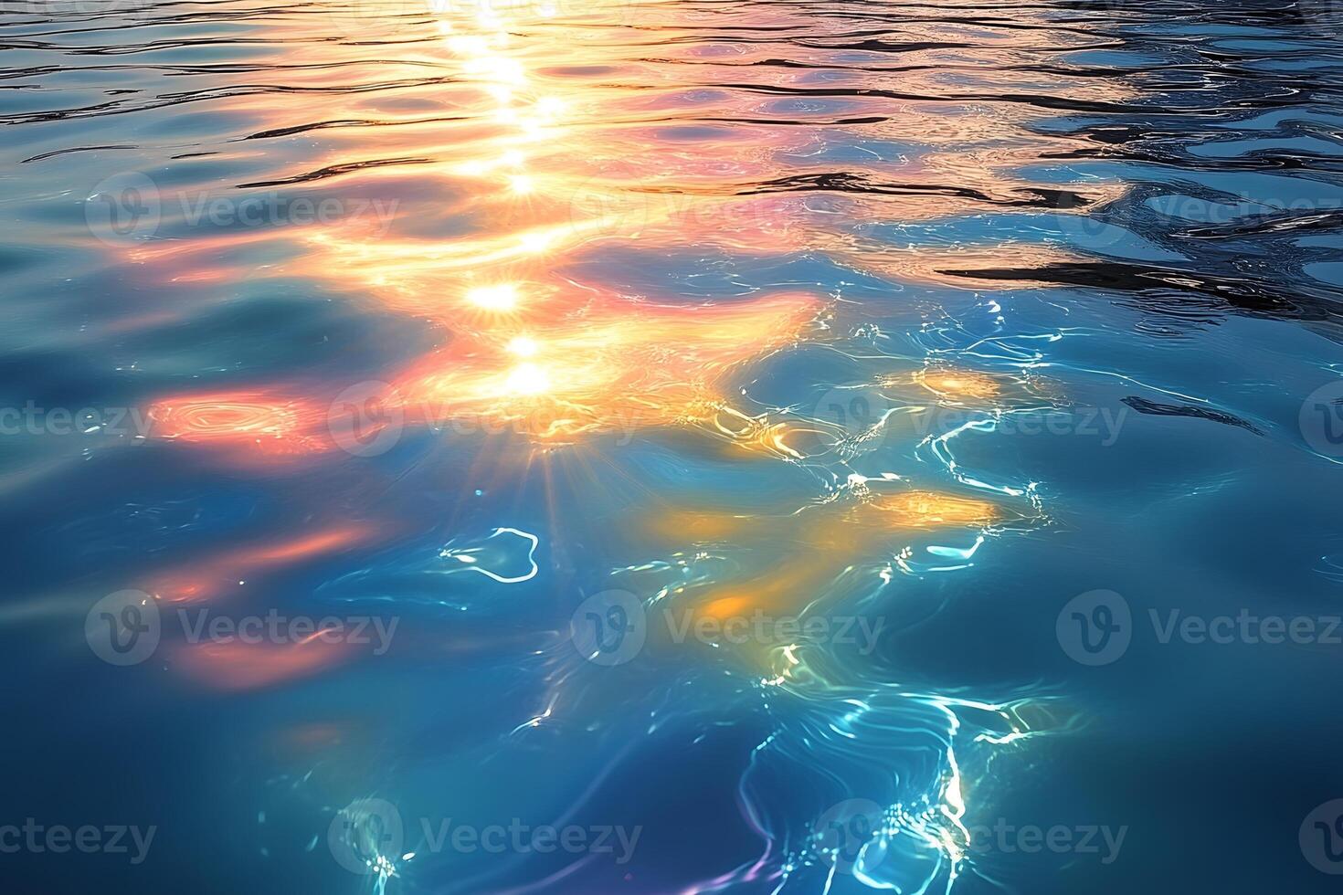 Serene Sunset Reflection on Rippling Water Surface - Ideal for Nature Concepts and Relaxation Themes photo