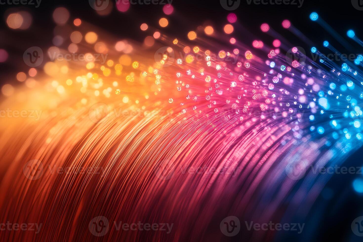 Vibrant Fiber Optics Display with Colorful Light Streaks for Tech-Themed Design photo