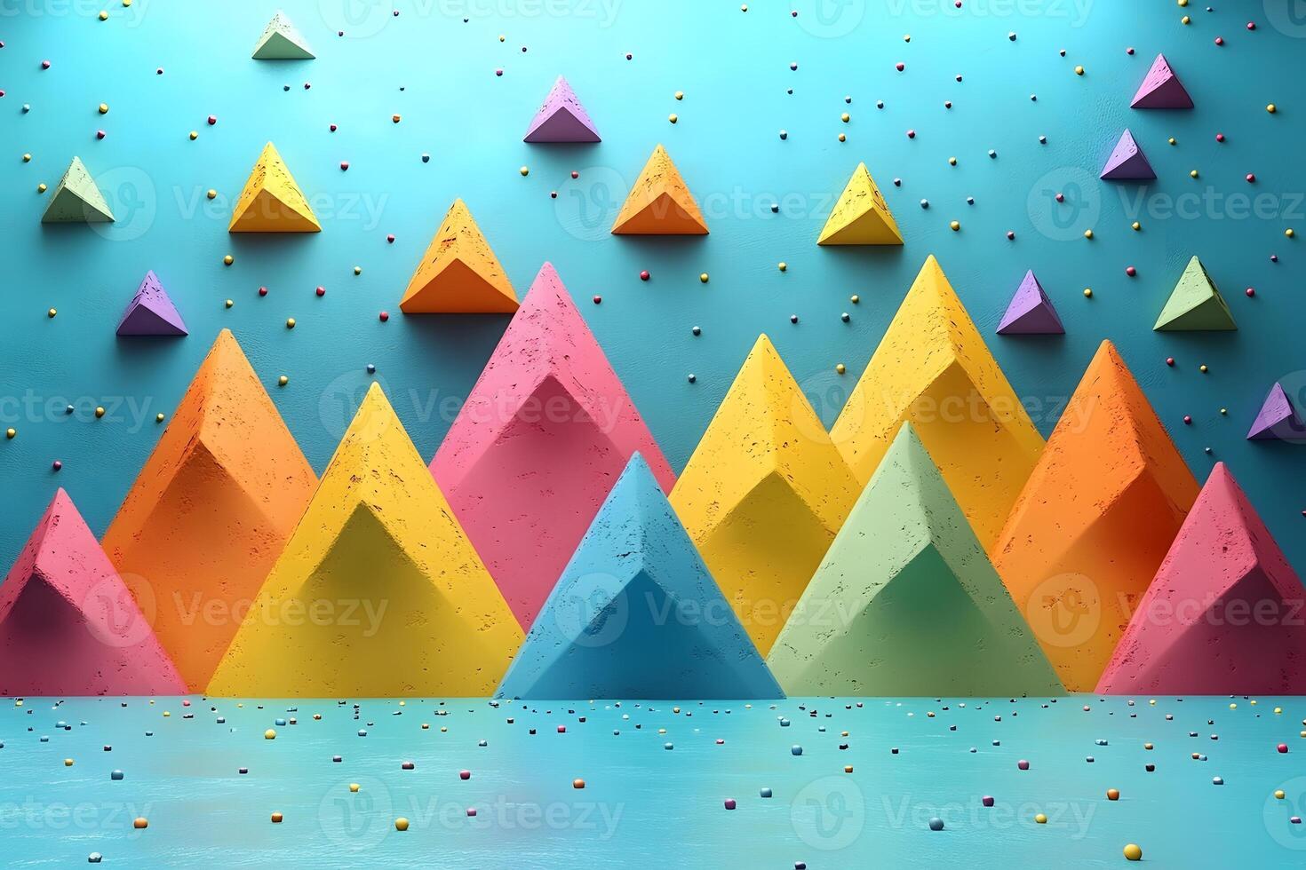 Abstract Geometric Shapes on Vibrant Blue Background for Creative Decor and Design photo
