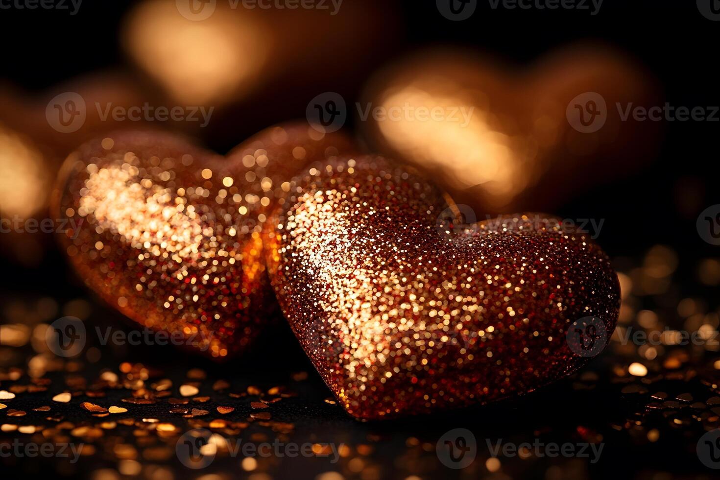 Glittering Gold Heart Shapes for Valentine's Day Decor and Romantic Designs photo