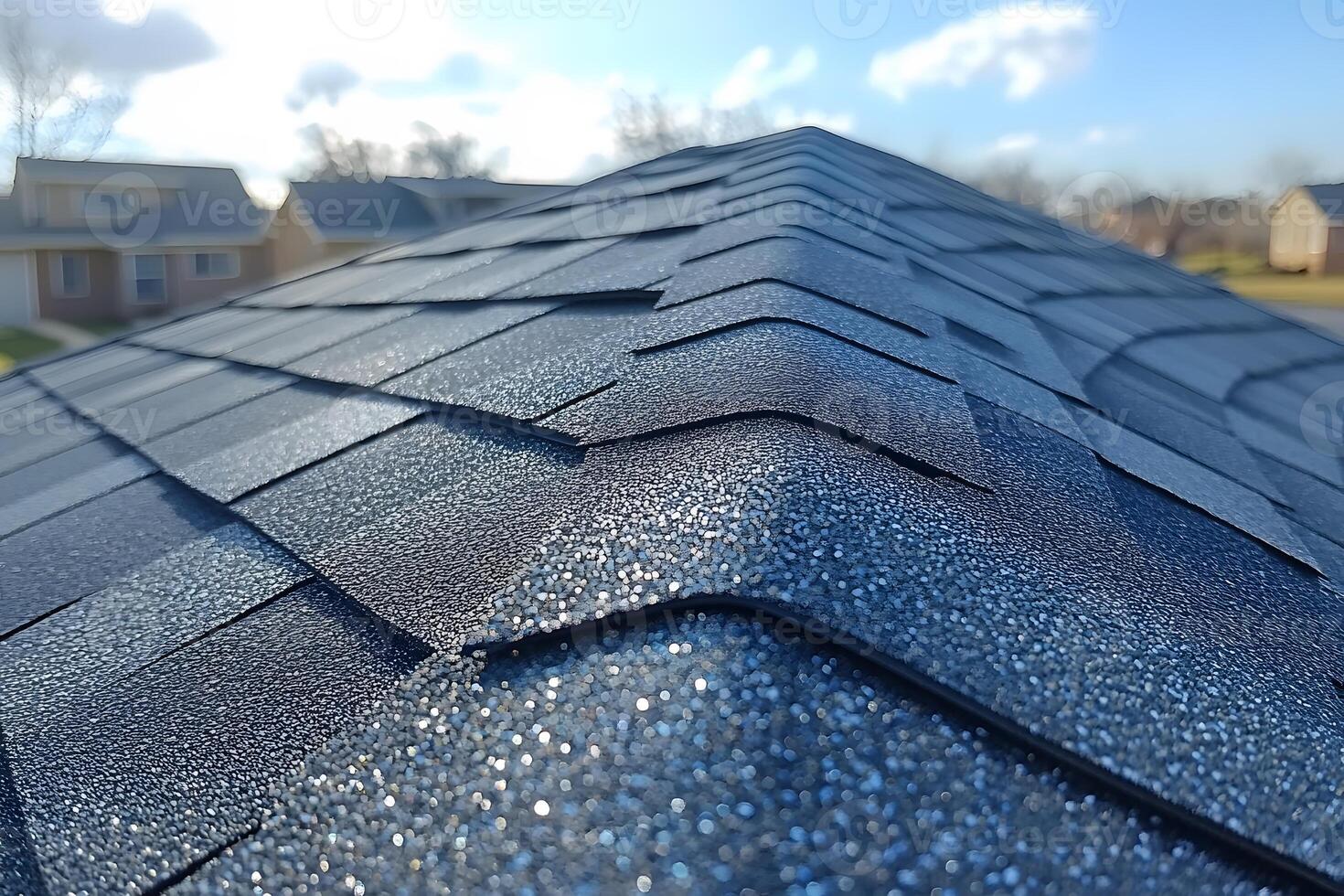 Modern Roofing Shingles Under Sunlight for Home Construction Design photo