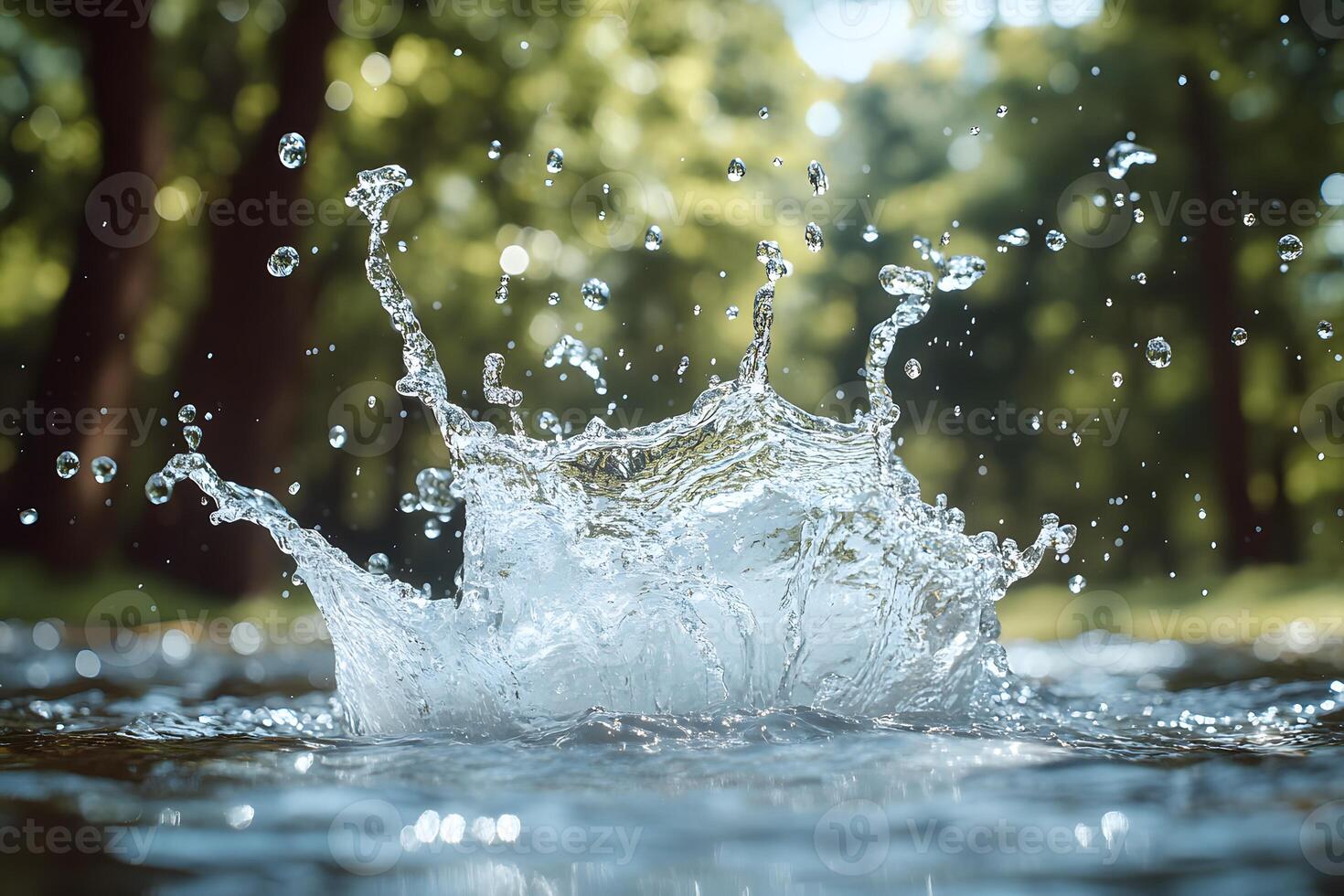 Refreshing Water Splash in Nature - Perfect for Backgrounds and Print Design photo