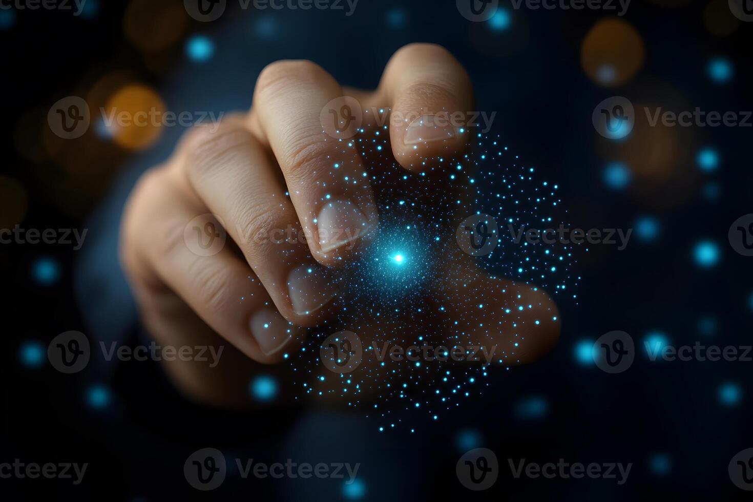 Futuristic Technology Connection Concept with Abstract Particle Network Design photo