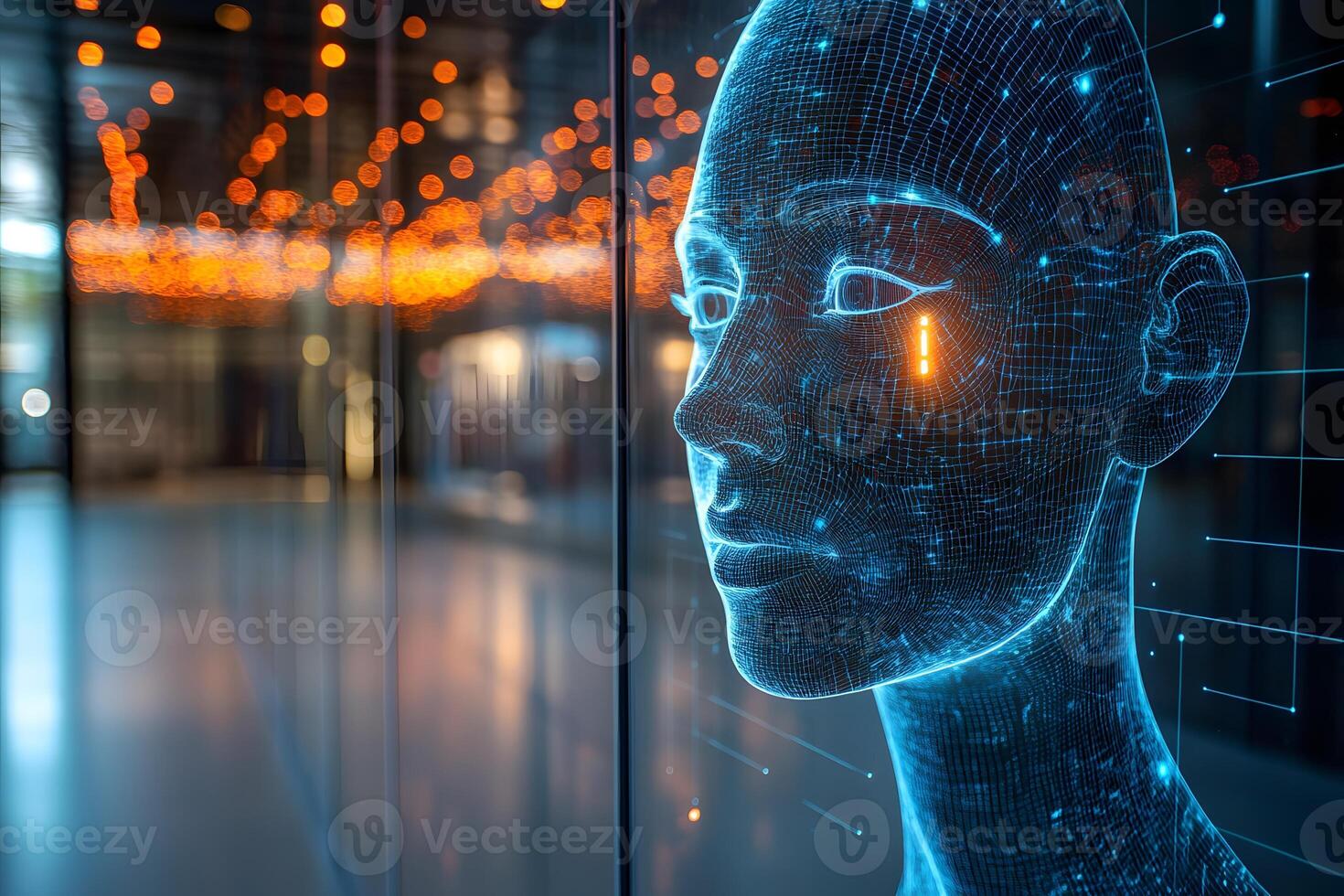 Futuristic AI Concept Digital Human Interface Design for Innovation Technology photo