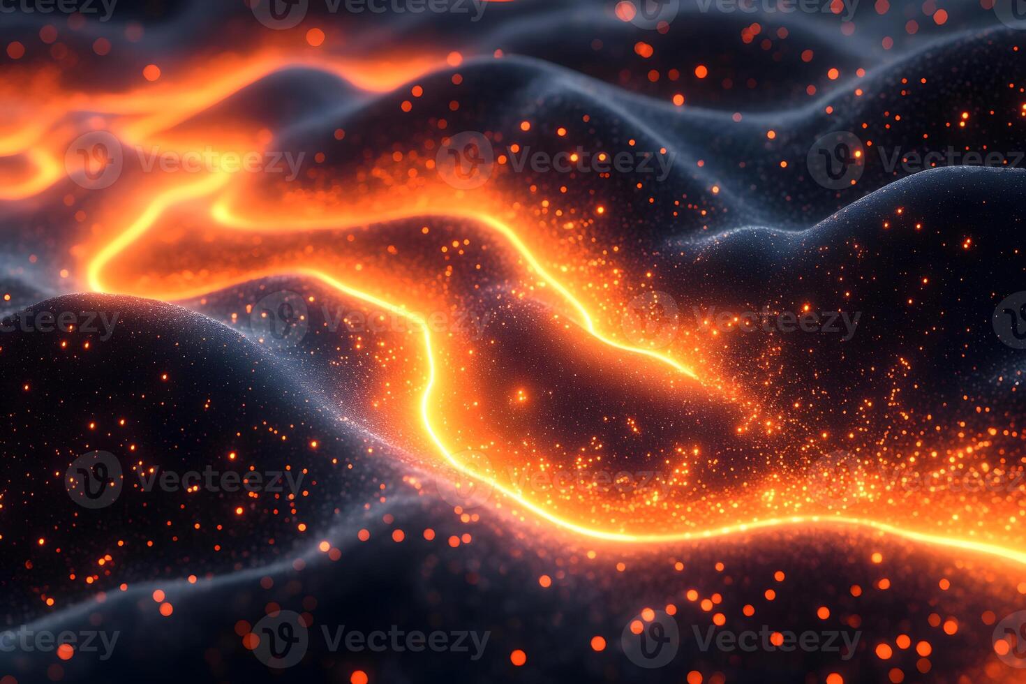 Abstract Glowing Lava Flow Nature's Fiery Landscape for Artistic Design and Digital Decor photo