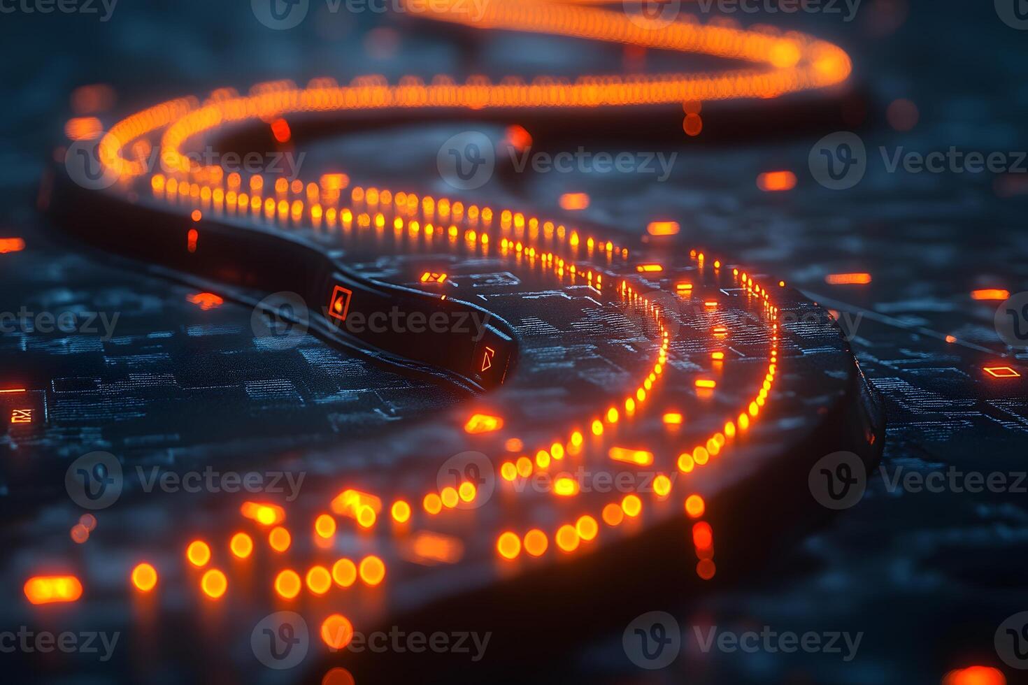 Futuristic Technology Concept Glowing Circuit Pathway for Digital Innovation Design photo