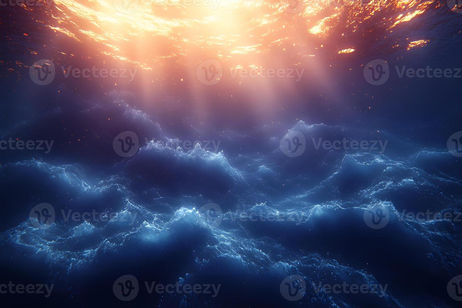 Mesmerizing Sunlit Ocean Beneath the Waves Tranquil Underwater Scene for Nature Art photo