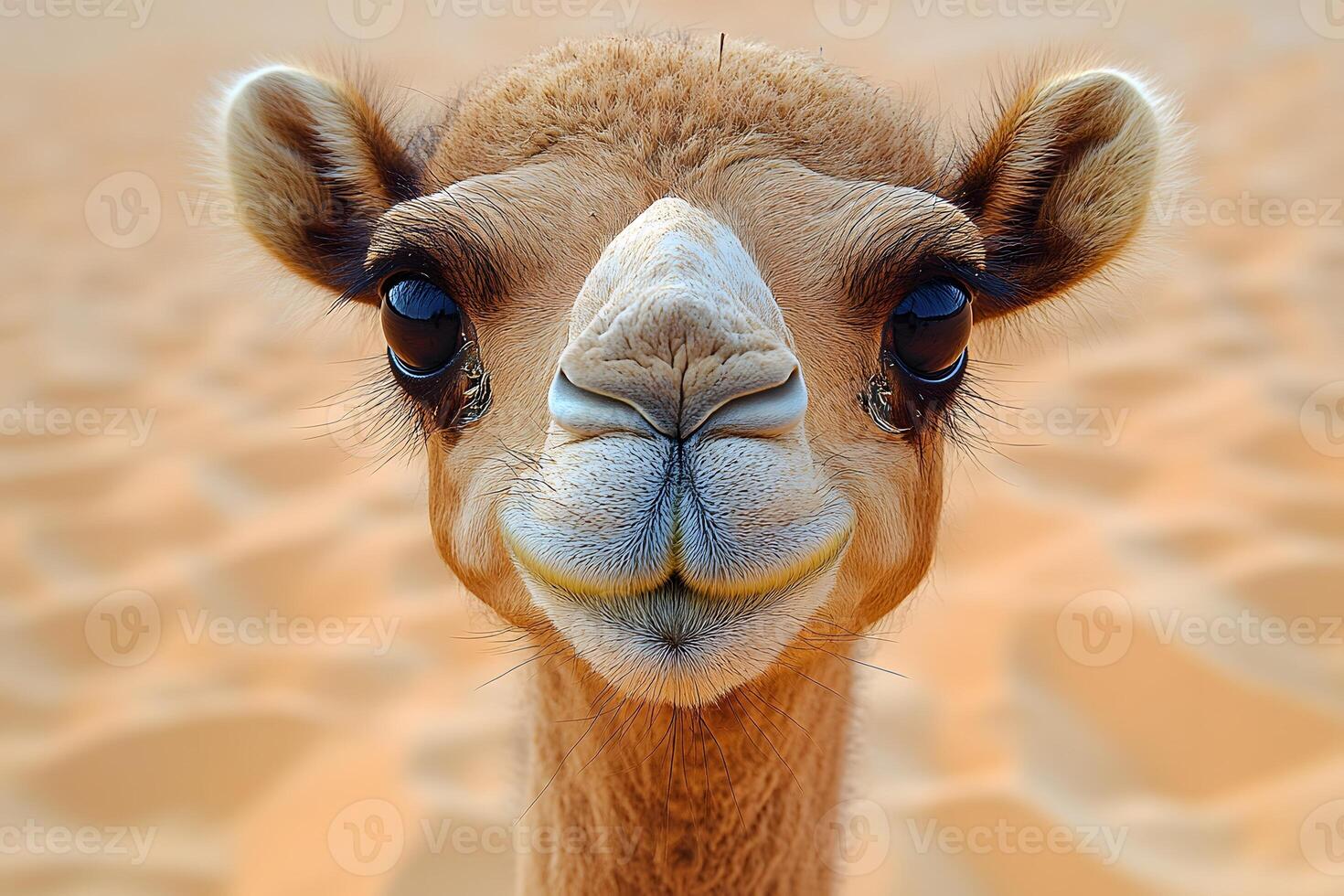 Adorable Young Camel in Desert Landscape for Nature and Wildlife Photography photo