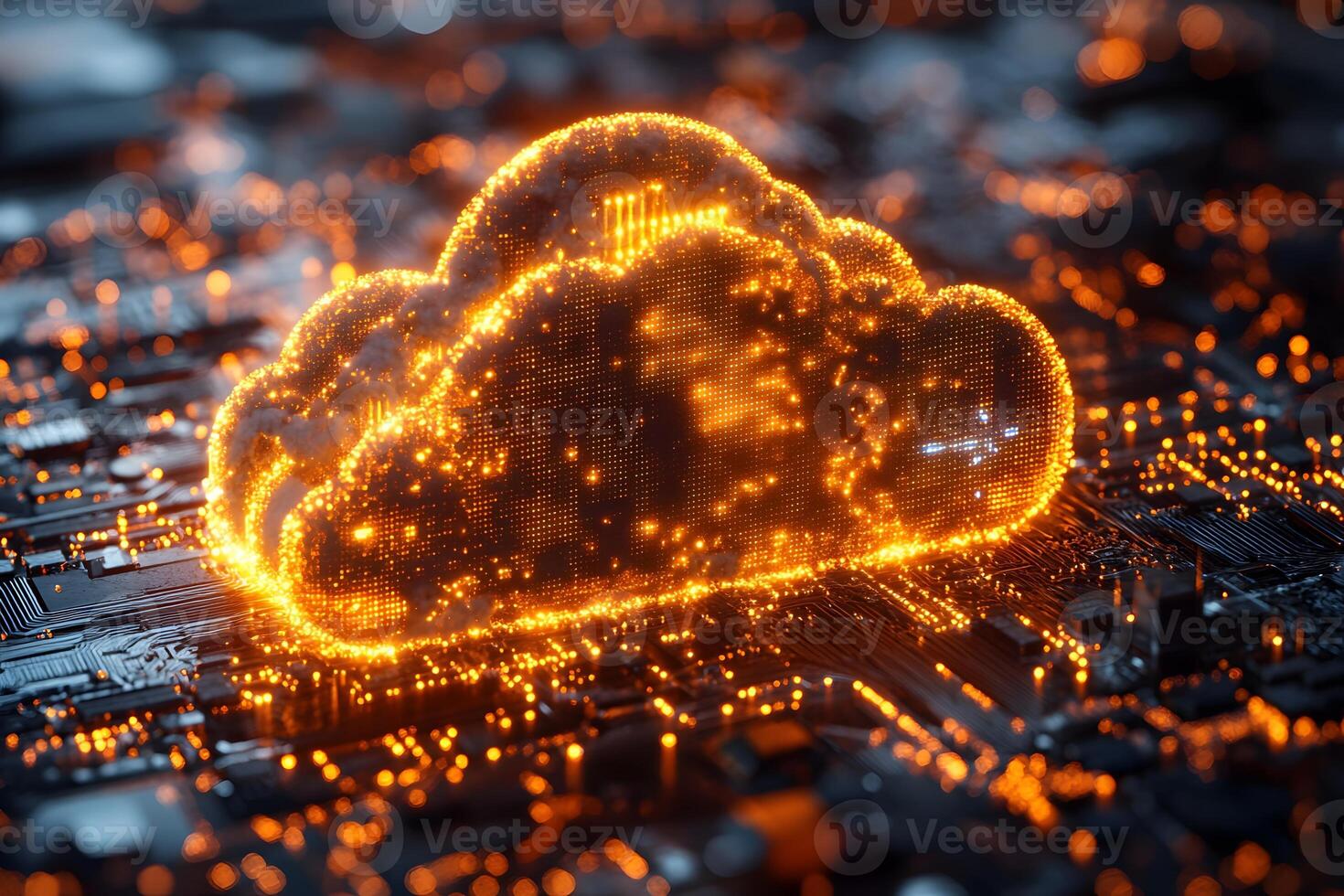 Futuristic Cloud Computing Technology Illustration for Digital Innovation and Data Transfer Concepts photo