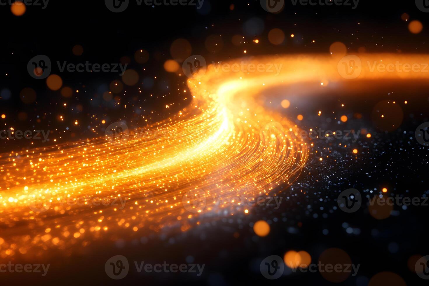 Futuristic Abstract Sparkling Wave of Golden Particles in Motion photo