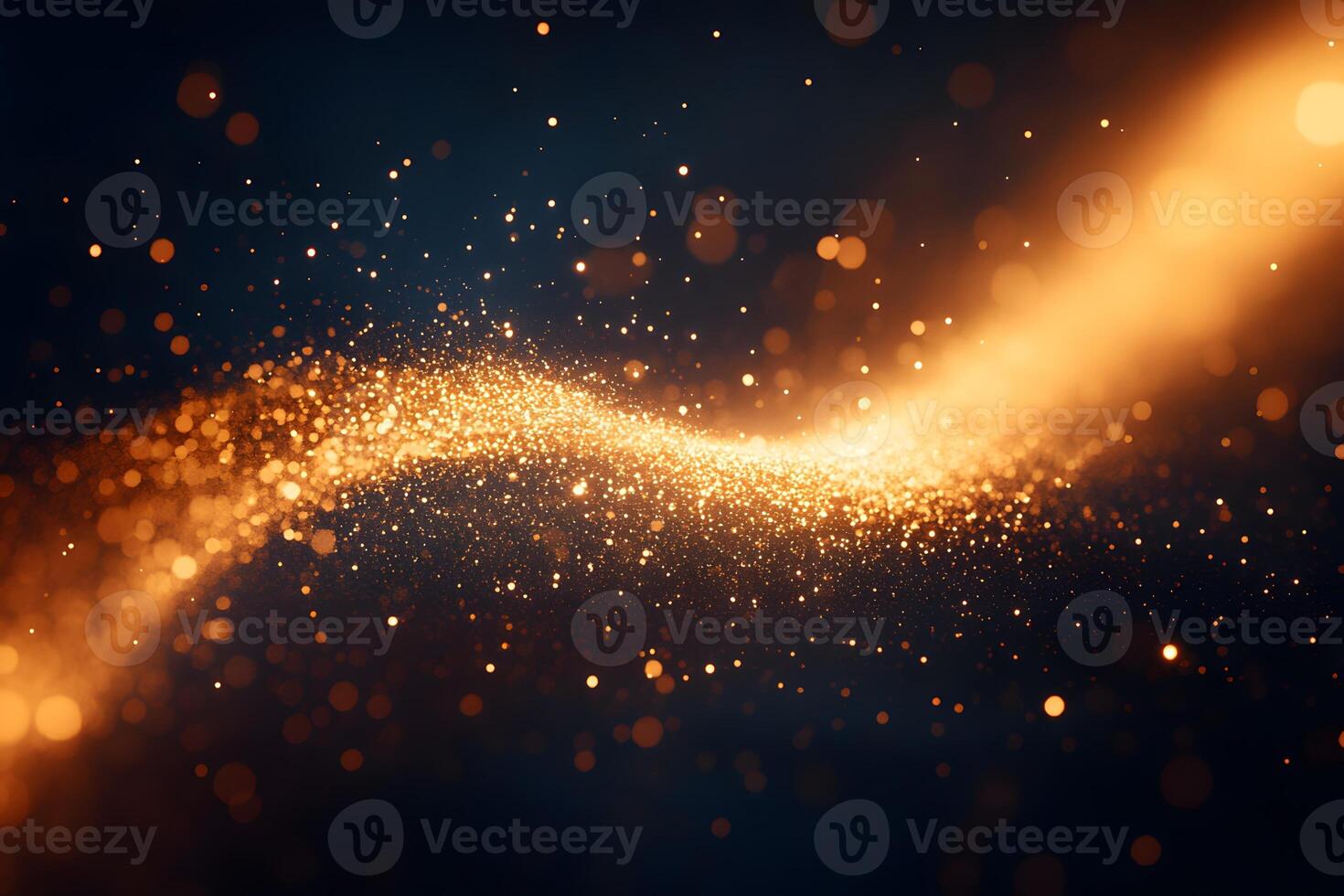 Golden Sparkling Light Wave - Abstract Magic Energy Stream for Design and Background photo
