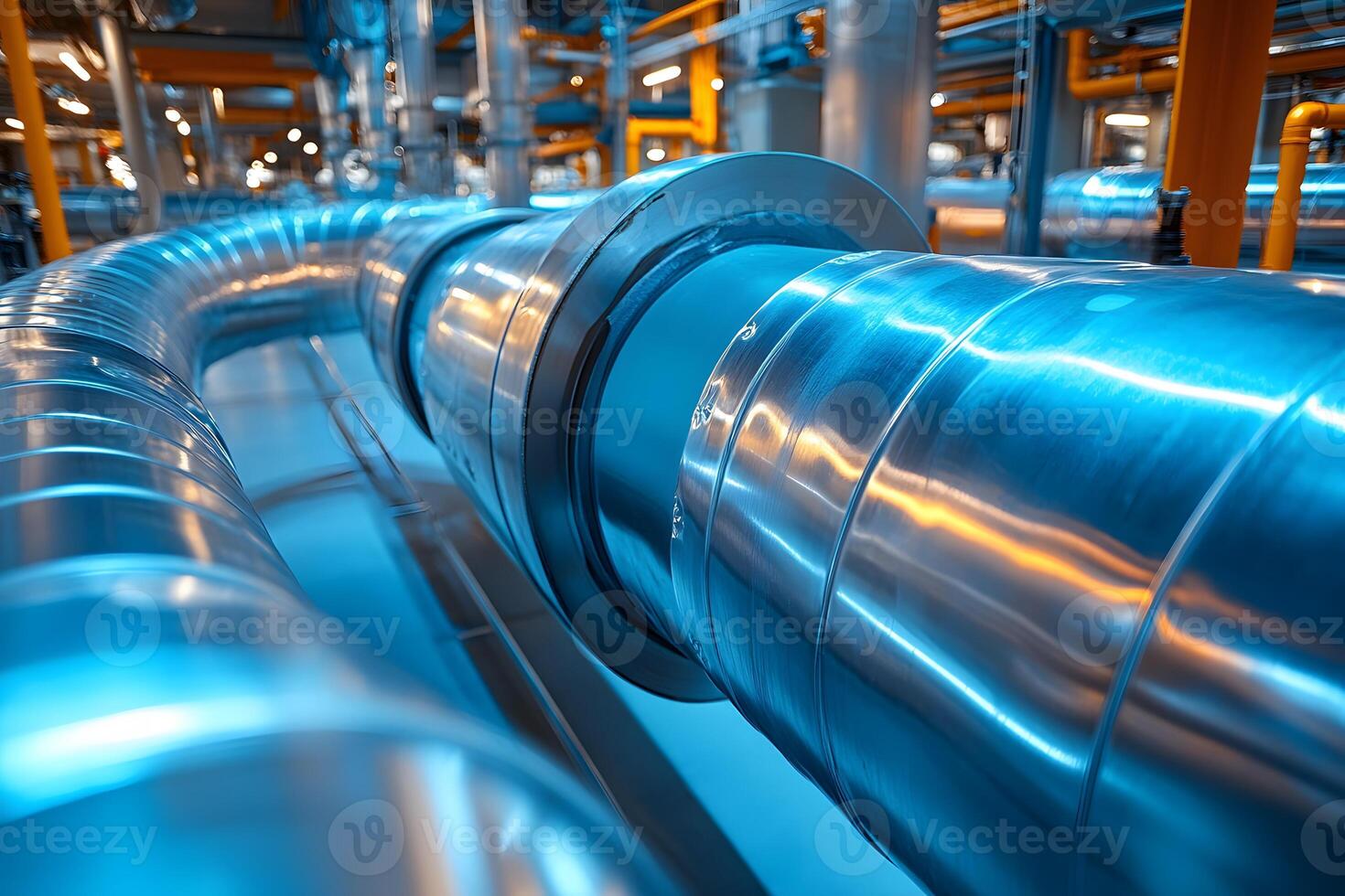 Industrial Engineering Modern Metallic Pipes in a High-Tech Facility photo